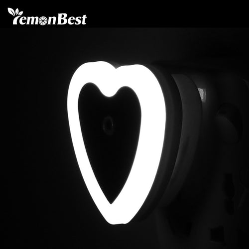 Mini Auto Novelty Night Lamp Heart Shape LED Light Toilet Light Sensor Control Blue Bedside Light Wall Lamp EU US Plug