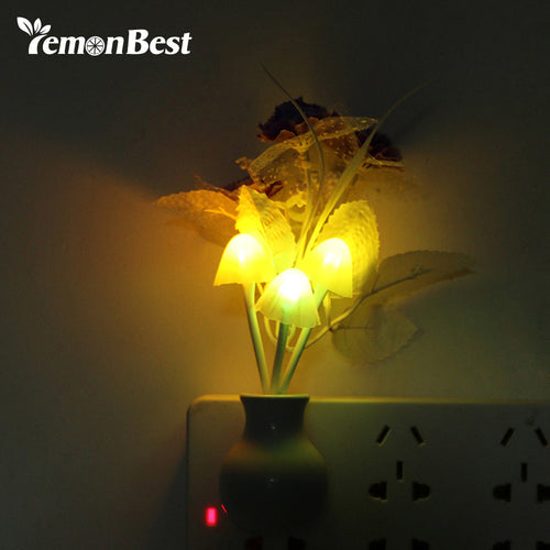 Luminaria LED Night Lamp Novelty Light Sensor Colorful Nightlights US Plug Mushroom Flower Plant Lilac