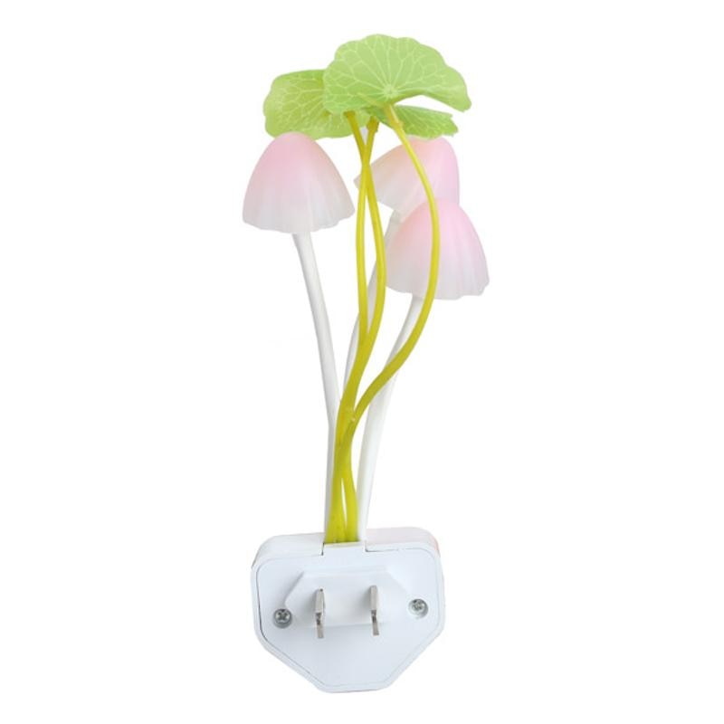 Multi-color Mushroom Lotus Leaf Design LED Night Light Lamp LED Light Control Energy-saving Bedside Baby Feeding Lamp US Plug